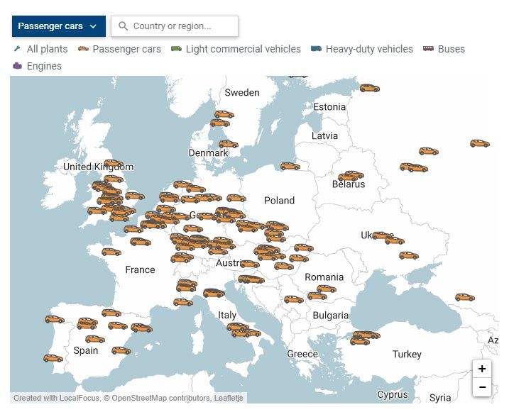 So sieht die Automobilproduktion in Europa aus