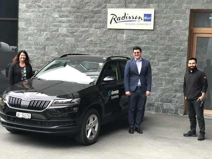   Das Hotel Radisson Blu Reussen in Andermatt und Ubeeqo Carsharing machen mobil