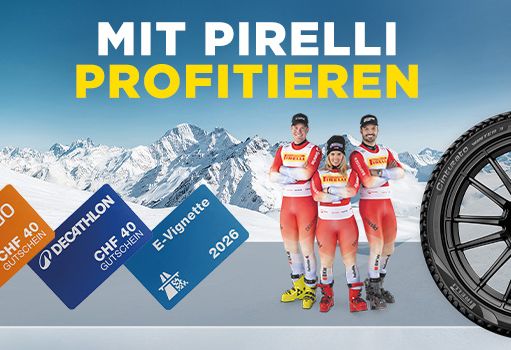 Ob für E-Vignette, Zalando oder Decathlon – erhalten Sie einen 40 CHF Gutschein mit Pirelli