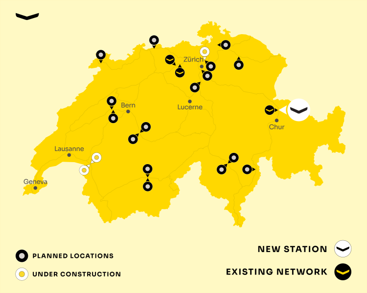 Fastned erweitert EV-Schnellladenetz an der A13 bei Landquart