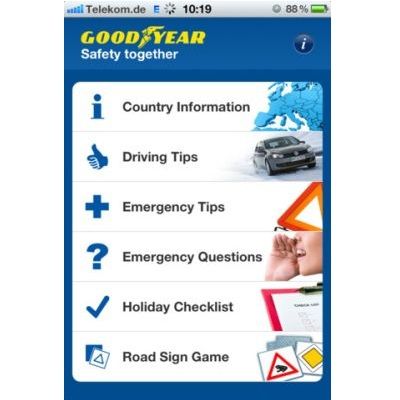 Neue Goodyear-App für Urlauber in 25 Ländern