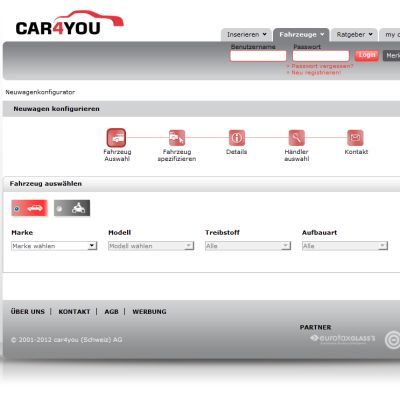 Wunsch-Neuwagen bei car4you.ch zusammenstellen