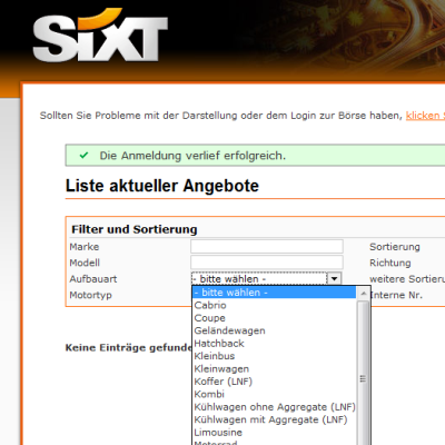 Erfolg für Gebrauchtwagenbörse von Sixt Leasing