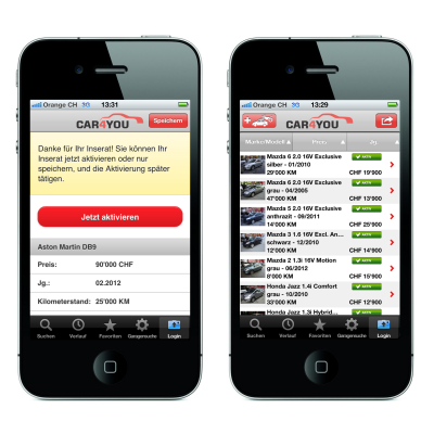 car4you.ch: Fahrzeuge über App verkaufen