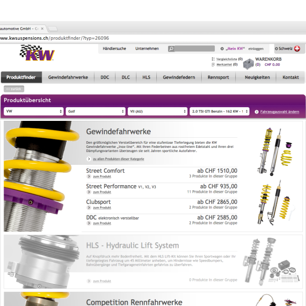 KW Automotive: Neuer Produktfinder ist online