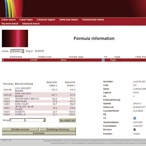 Online-Farbformelsuche schneller und präziser