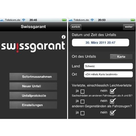 Unfallprotokoll für's iPhone - Swissgarant lanciert neues App